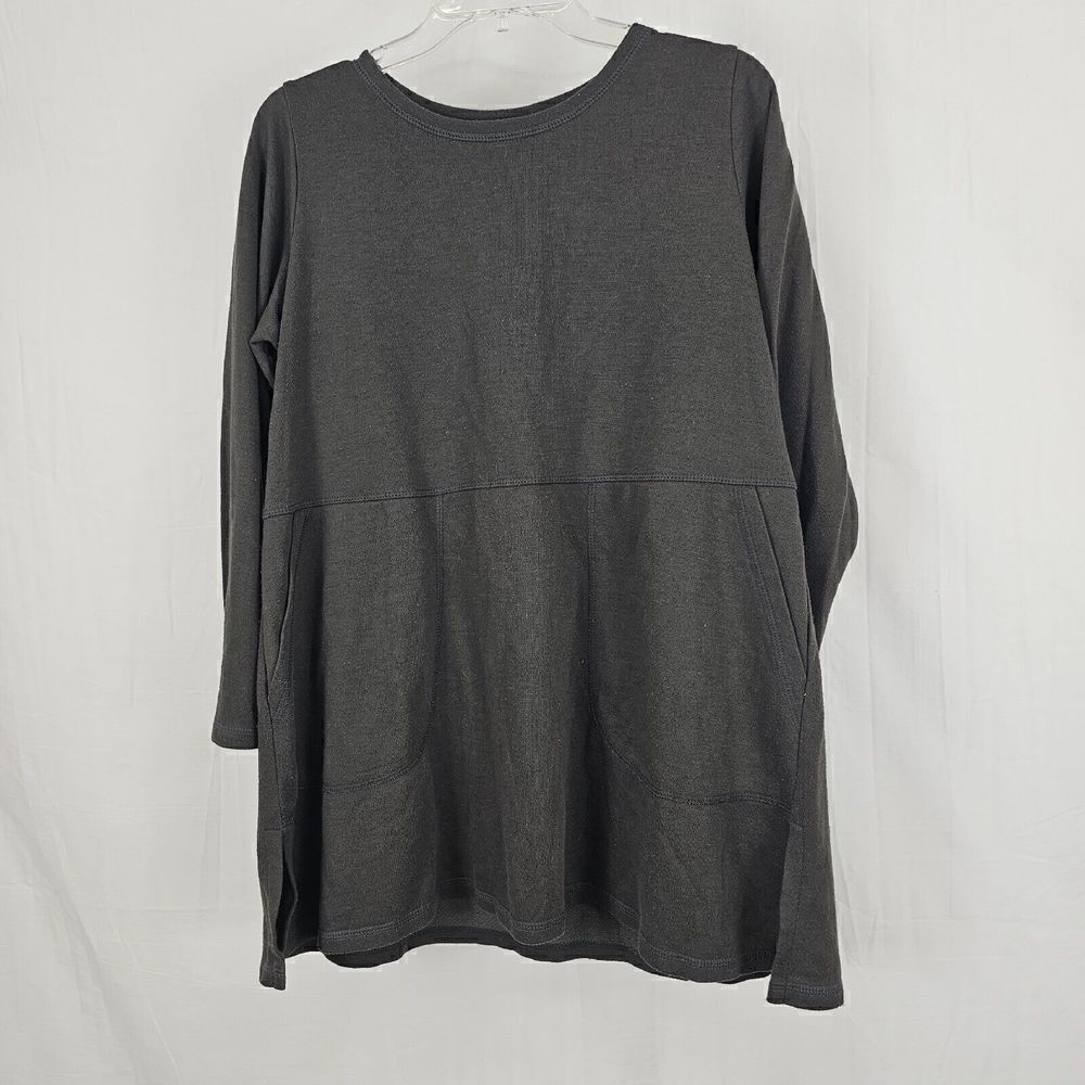 Comfy Usa Tunic Sweatshirt Cinched Drawstring Waist Gray Womens Size Medium
